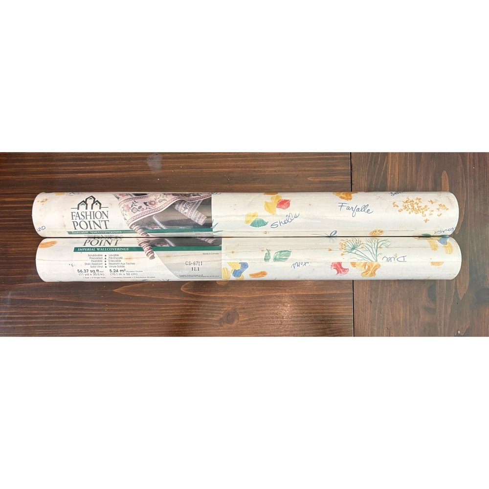 VTG Fashion Point Imperial Herbs Pasta Wallcoverings Vinyl Wallpaper 22 Yds